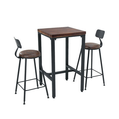 Dobra cena. Unique Wooden Bistro Bar Tables Cafe Square 60x60 High Dining Table Set w Internecie