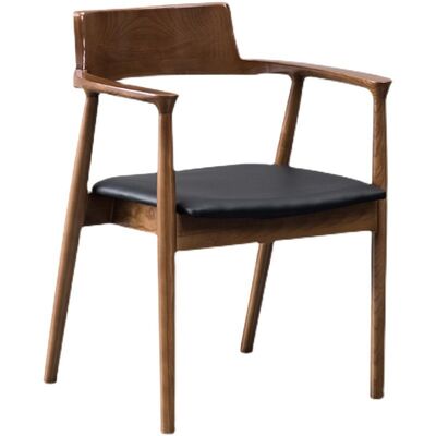 Dobra cena. Vintage Lounge Dining Chair Solid Wood Ash Frame Leather Cover Sponge Cushion w Internecie