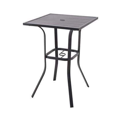 Dobra cena. Metal Bistro Table Bar Height Outdoor Square With Umbrella Holes w Internecie