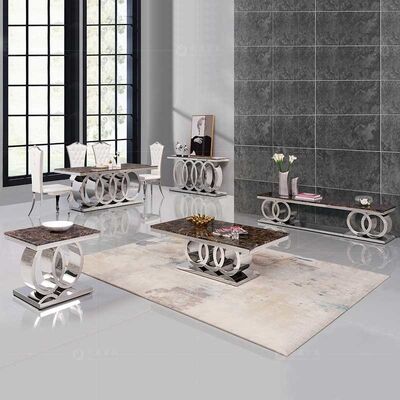 Dobra cena Modern Living Room Stainless Steel Coffee Table 20mm Marble Dining Table w Internecie