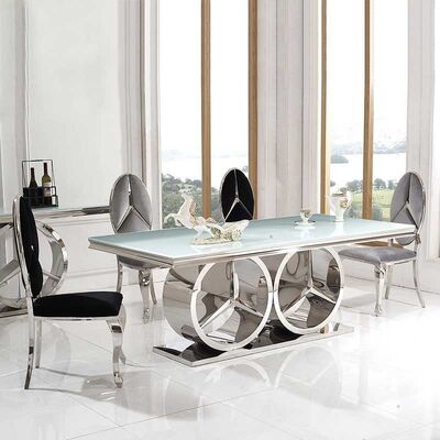 Dobra cena. Rectangle Marble Dining Table With 8 Chairs 201 Stainless Steel Leg w Internecie