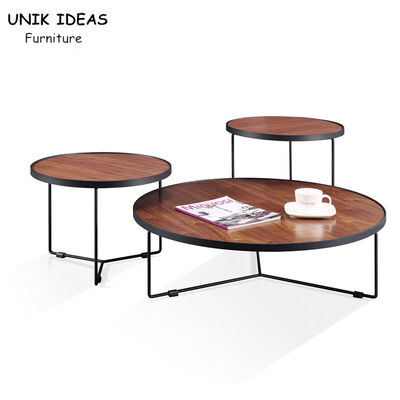 Dobra cena Easy Installation Wooden Top Coffee Tables 3 Round Table Metal Frame ODM w Internecie